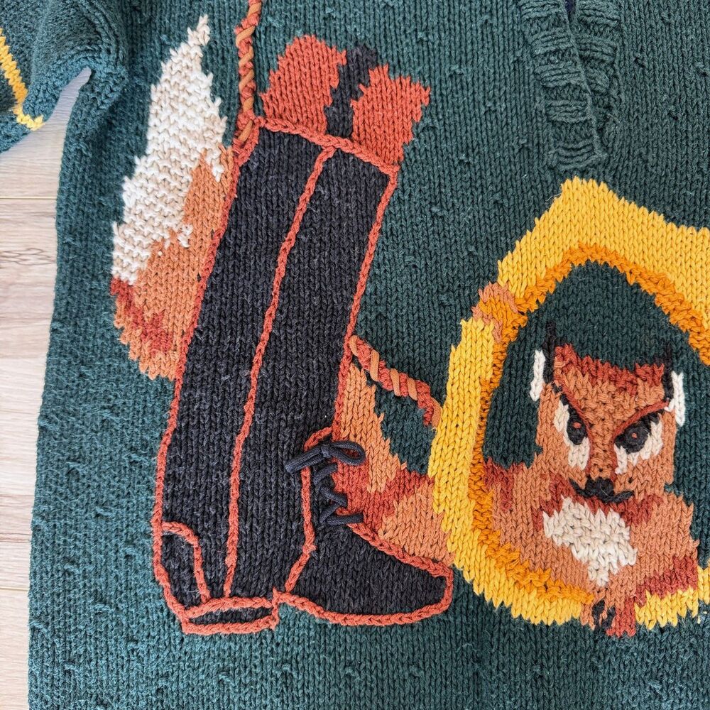 Vintage Fox Hunting Sweater Green Equestrian Horse Riding Knit Women’s Cozy Gift - Picture 3 of 13